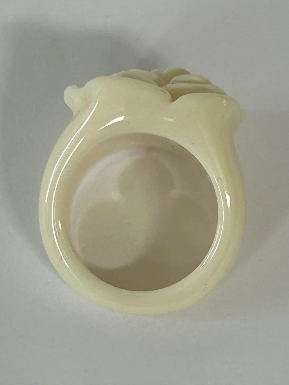 Cream Plastic Rose Decorative Accent Ring